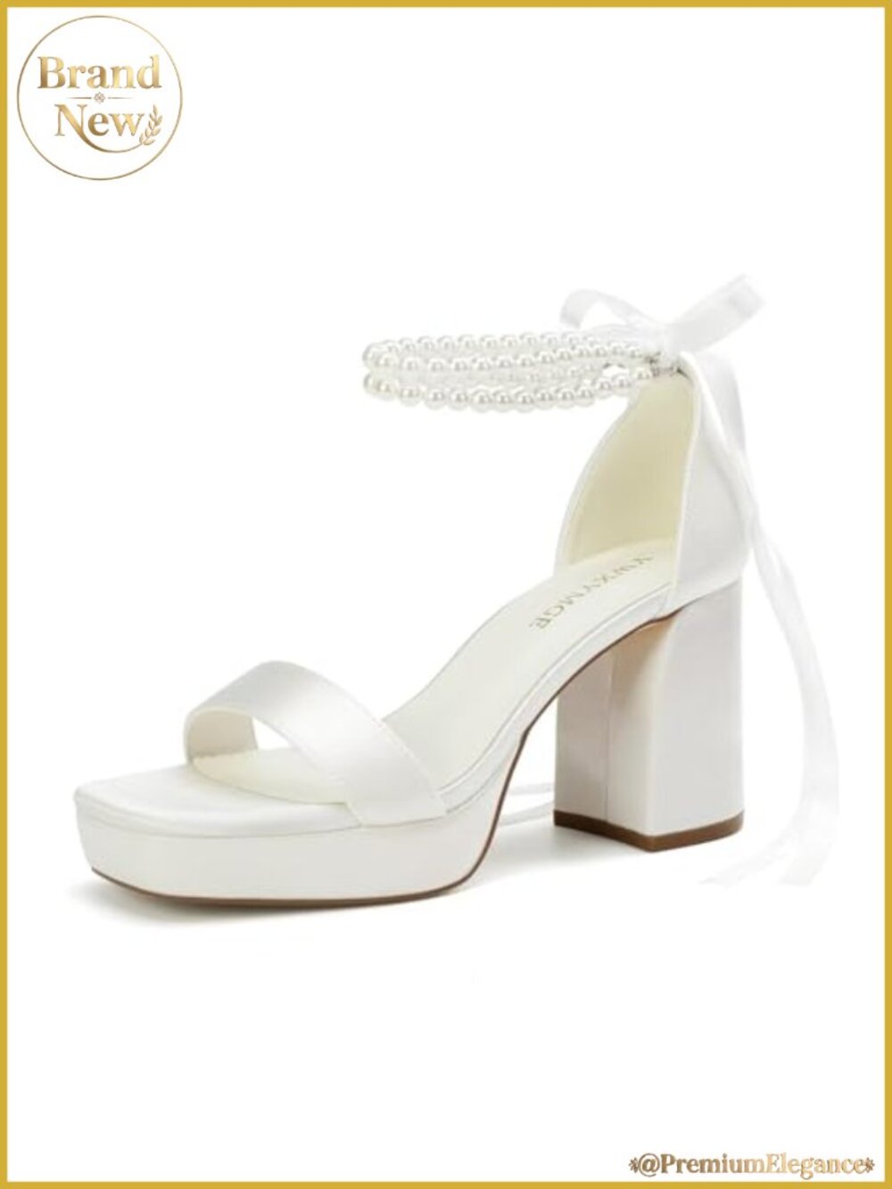 Satin Pearl Platform Heeled Sandals Wedding Shoes Open Toe Ankle Strap